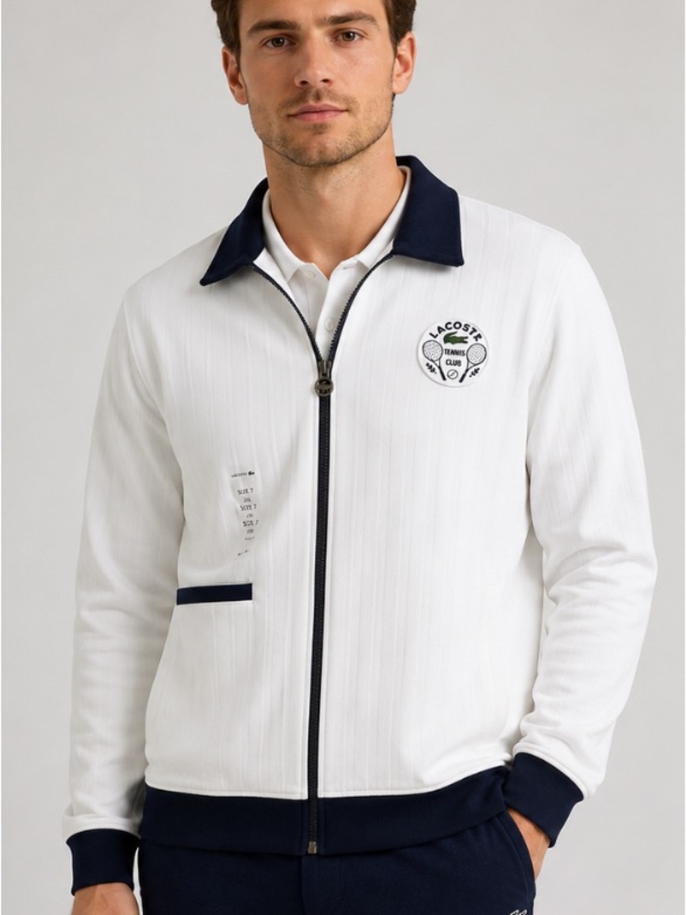 Lacoste Sport SH8941 Tennis Heritage Jacket XXL White Navy Full Zip NWT